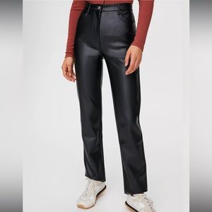 Aritzia Black Leather Melina Pants
